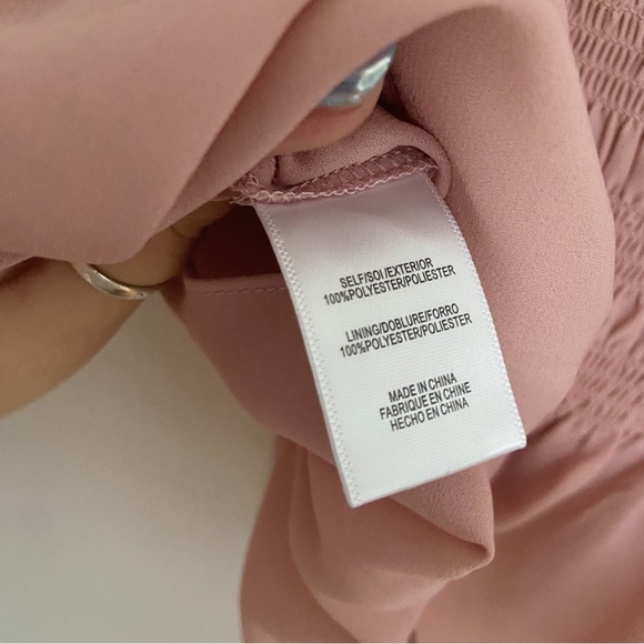 WAYF Blush Pink Puff Sleeve Smocked Peplum Cropped Blouse - Picture 7 of 7